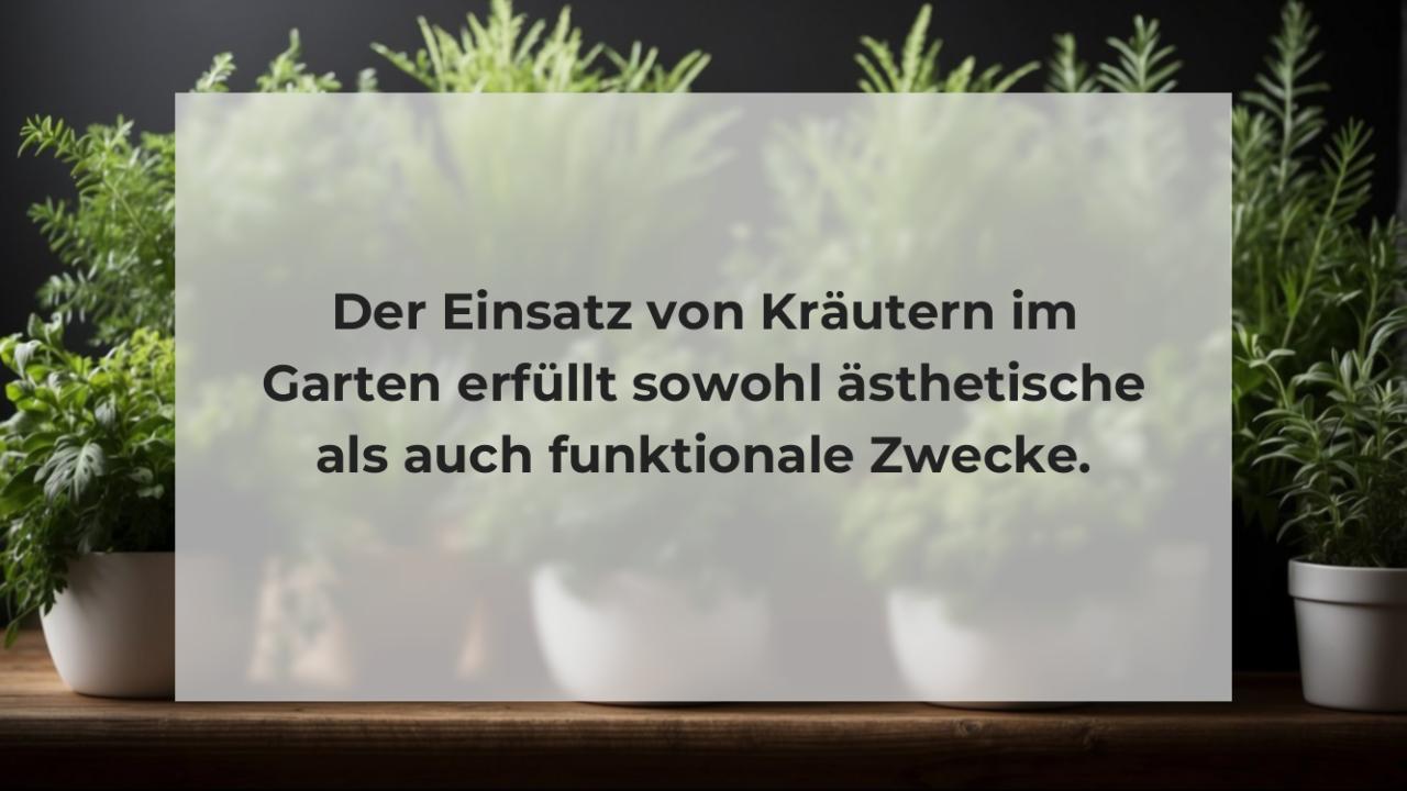 Der Einsatz von Kräutern im Garten erfüllt sowohl ästhetische als auch funktionale Zwecke.