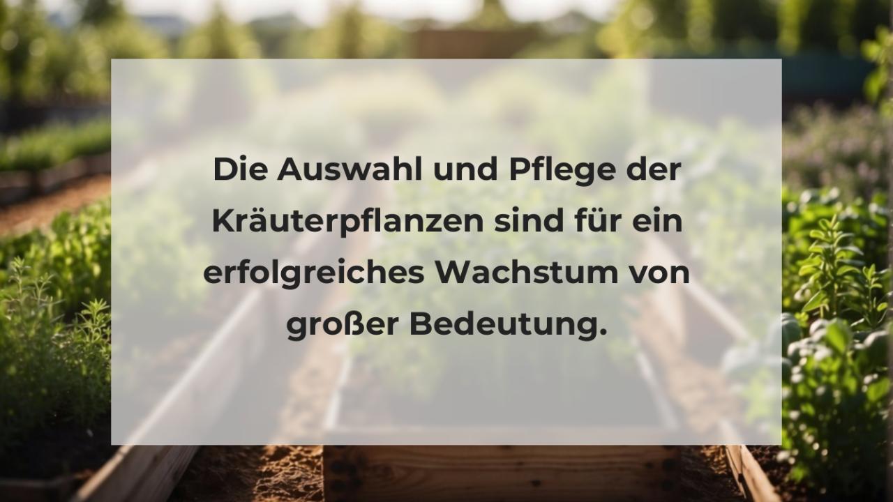 Die Auswahl und Pflege der Kräuterpflanzen sind für ein erfolgreiches Wachstum von großer Bedeutung.