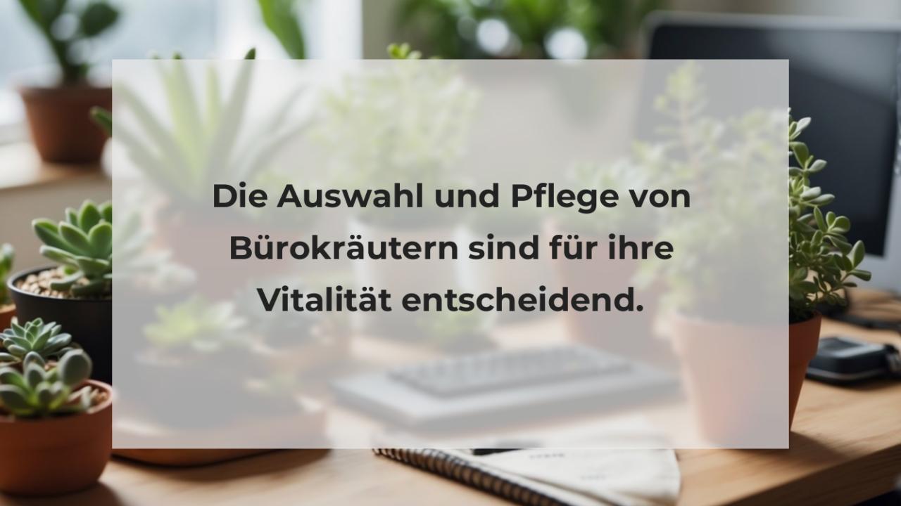 Die Auswahl und Pflege von Bürokräutern sind für ihre Vitalität entscheidend.