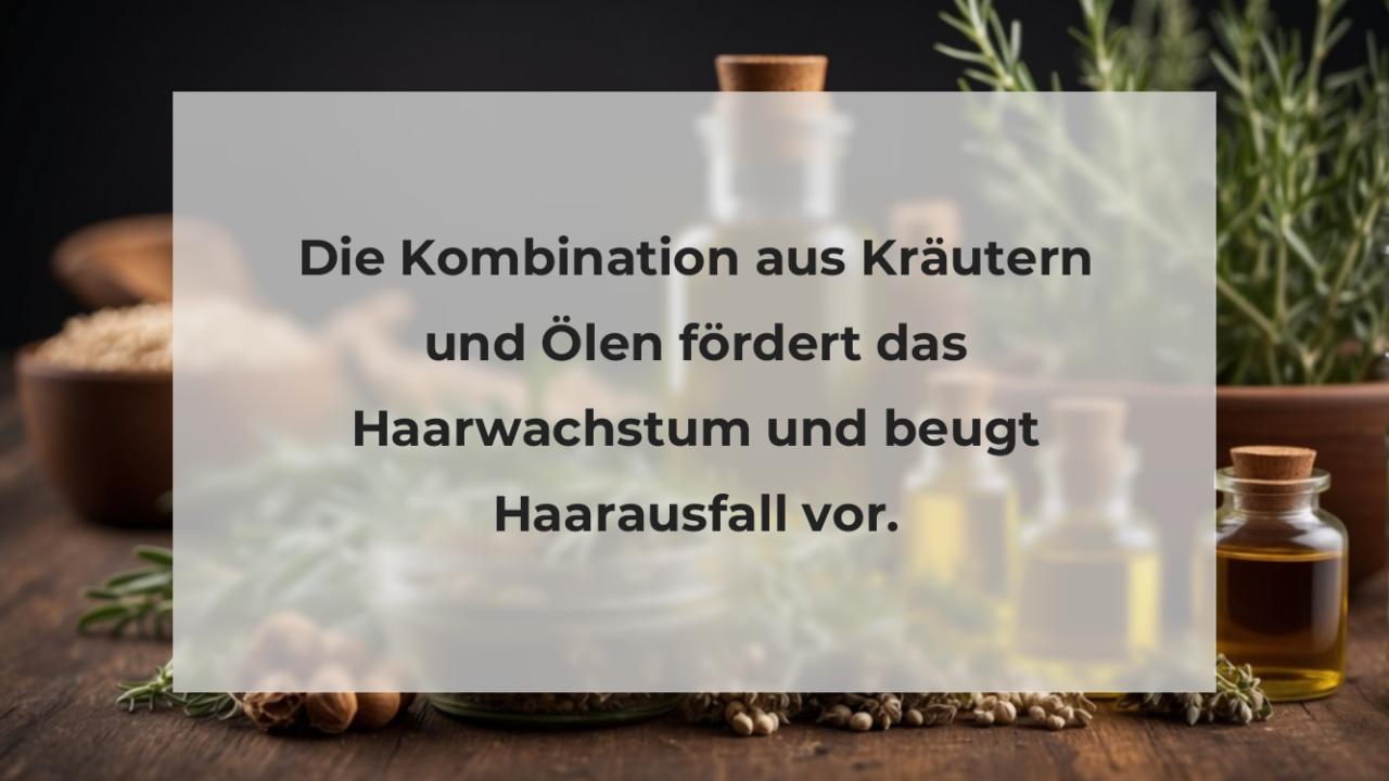 Die Kombination aus Kräutern und Ölen fördert das Haarwachstum und beugt Haarausfall vor.