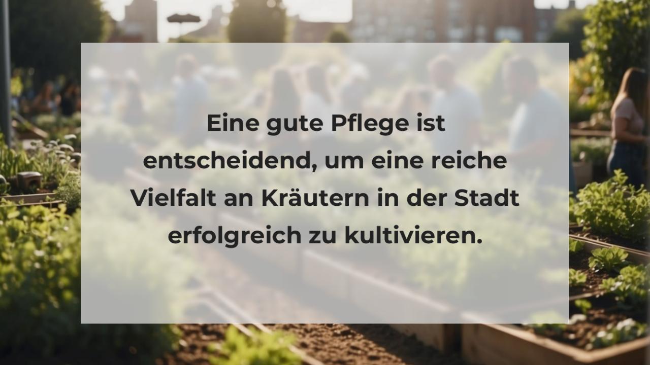 Eine gute Pflege ist entscheidend, um eine reiche Vielfalt an Kräutern in der Stadt erfolgreich zu kultivieren.