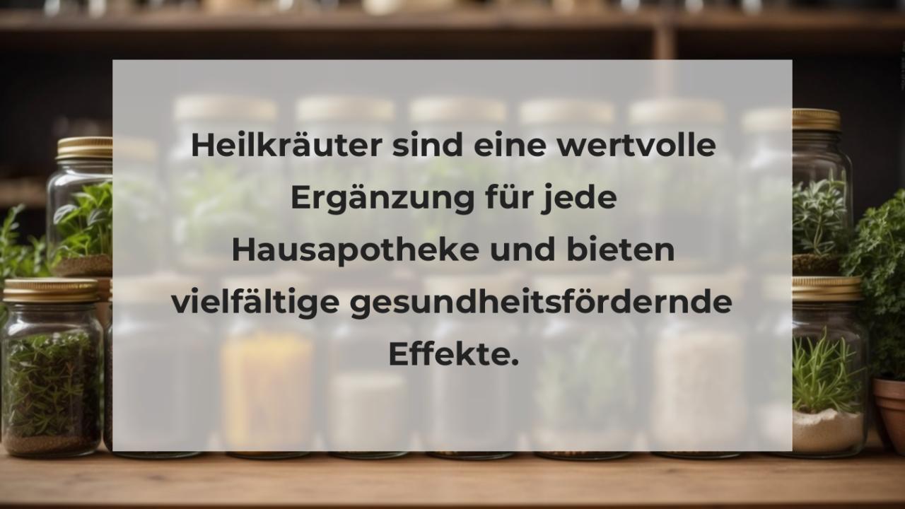 Heilkräuter sind eine wertvolle Ergänzung für jede Hausapotheke und bieten vielfältige gesundheitsfördernde Effekte.