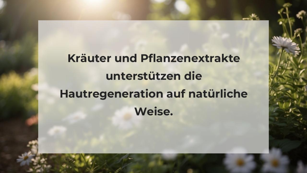 Kräuter und Pflanzenextrakte unterstützen die Hautregeneration auf natürliche Weise.