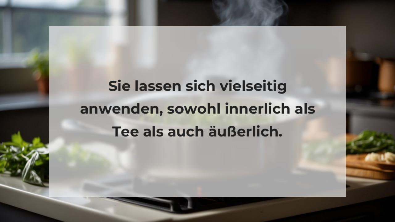 Sie lassen sich vielseitig anwenden, sowohl innerlich als Tee als auch äußerlich.